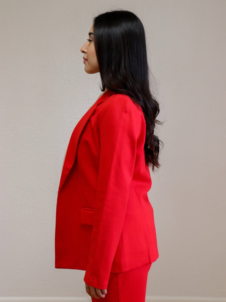 Knit Tailored Blazer Scarlet Red