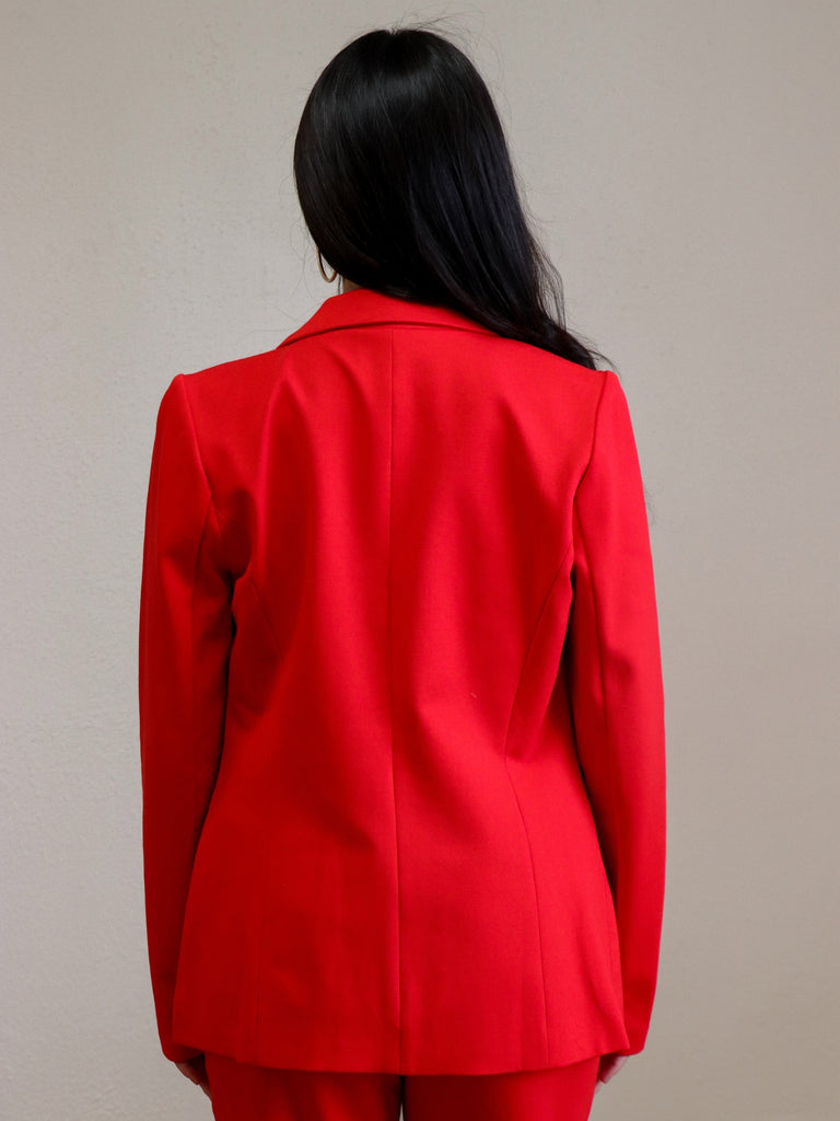 Knit Tailored Blazer Scarlet Red