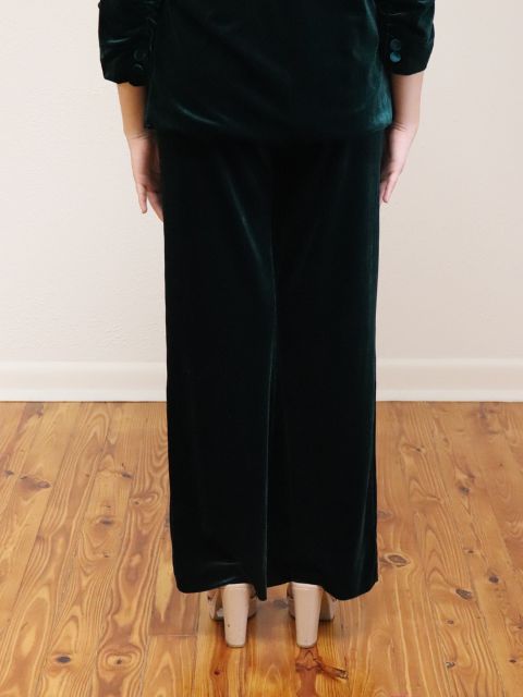 Velvet Wide Leg Pant Hunter Green