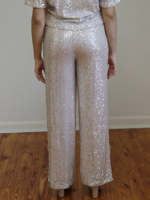 Kai Sequin Flare Pants- Champagne