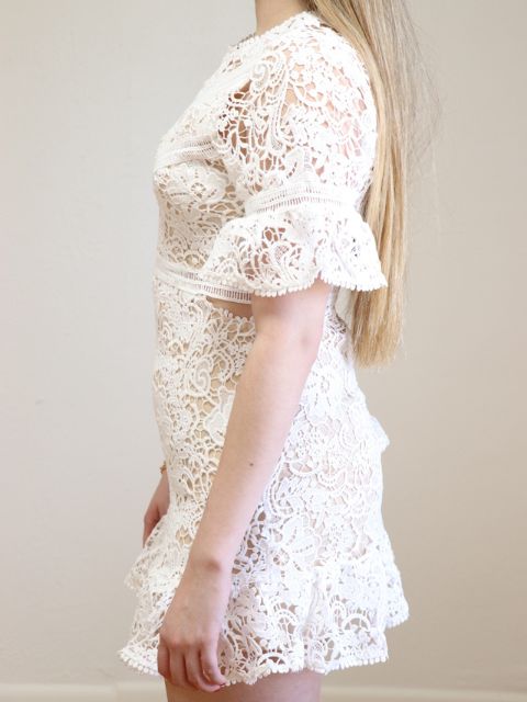 White Lace Cut Out Mini Large White Lace Cut Out Mini Large