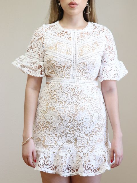 White Lace Cut Out Mini Large White Lace Cut Out Mini Large