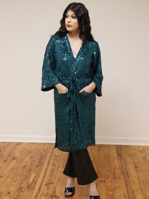Belted Sequin Duster