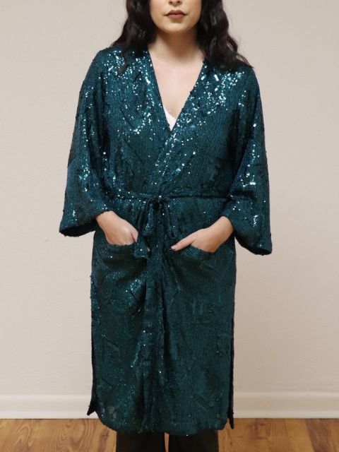 Belted Sequin Duster