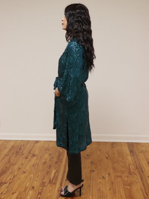 Belted Sequin Duster