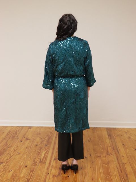 Belted Sequin Duster