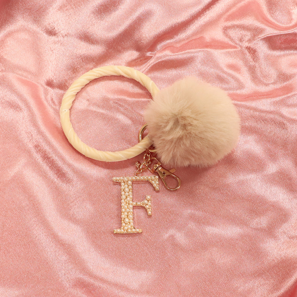 Pom Pom Initial Key Ring - F