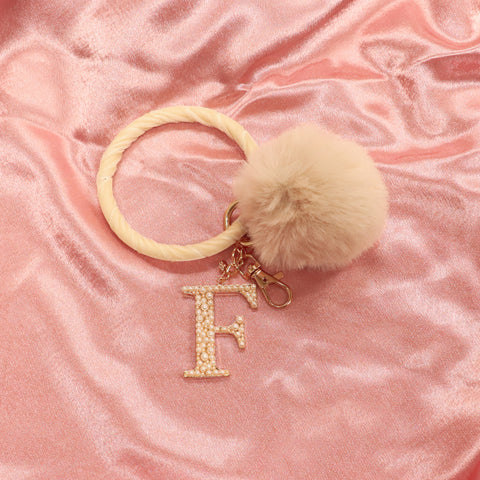 Pom Pom Initial Key Ring - F