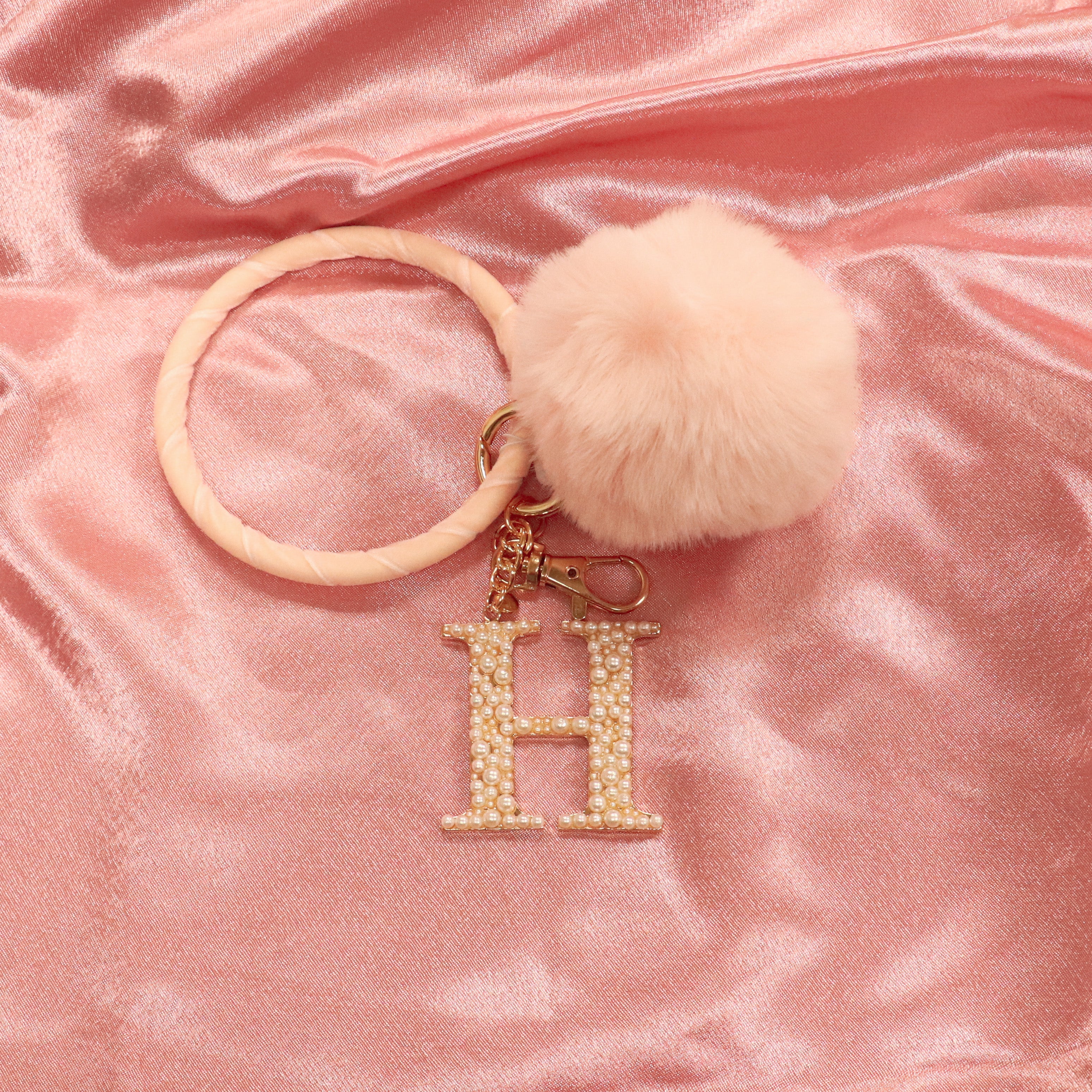 pom pom keychain with letter