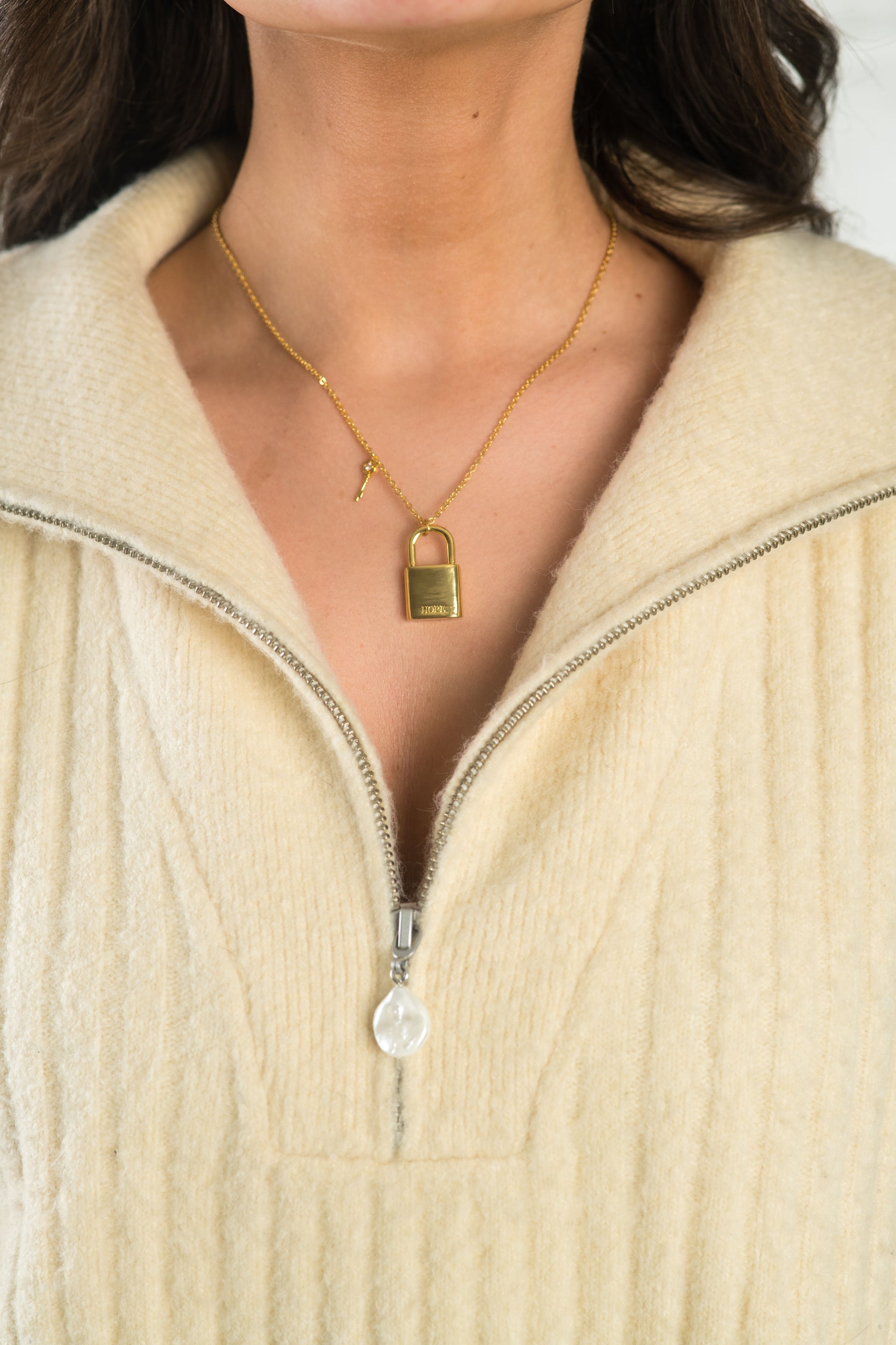 brass lock necklace