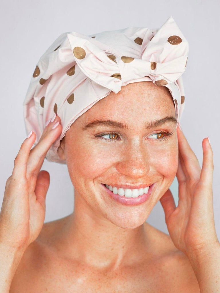Luxe Shower Cap- Blush Dot
