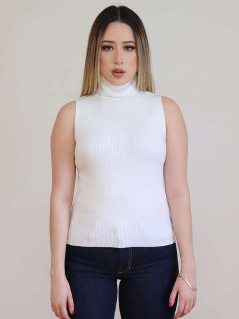 Nadia Sleeveless Turtleneck Ivory