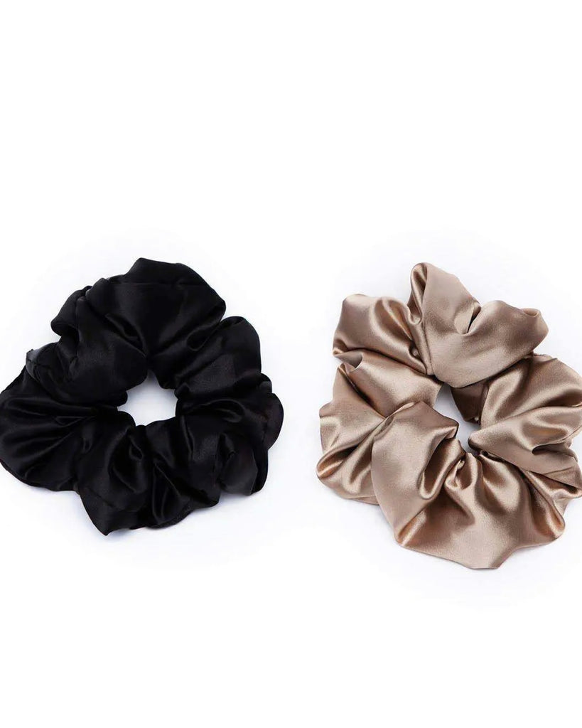 Satin Pillow Scrunchies- Black/Gold