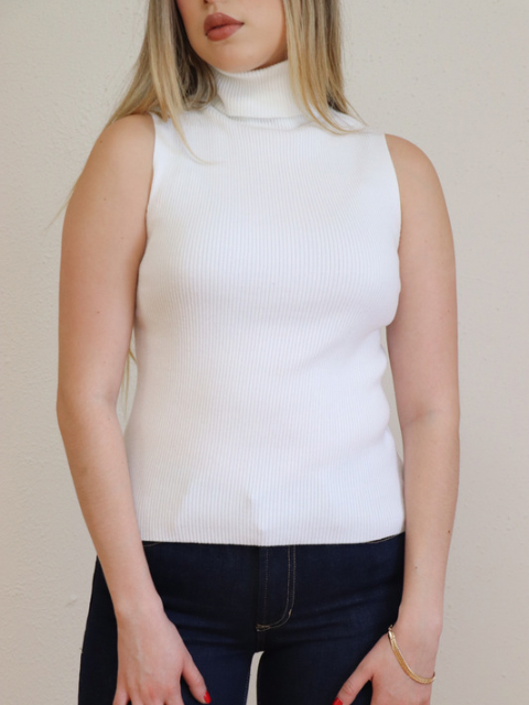 Nadia Sleeveless Turtleneck Ivory