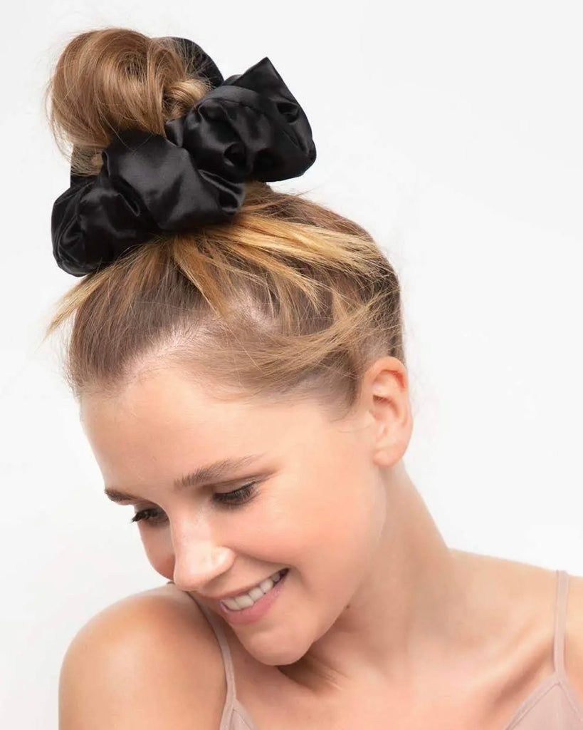 Satin Pillow Scrunchies- Black/Gold
