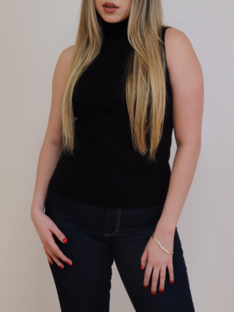 Nadia Sleeveless Turtleneck Black