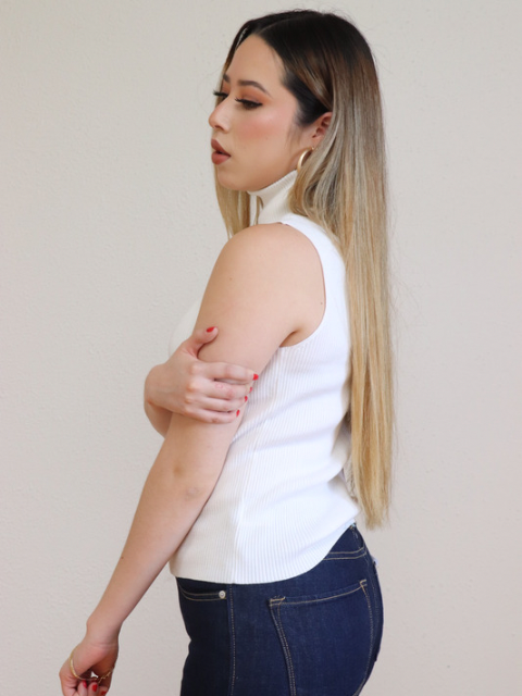 Nadia Sleeveless Turtleneck Ivory