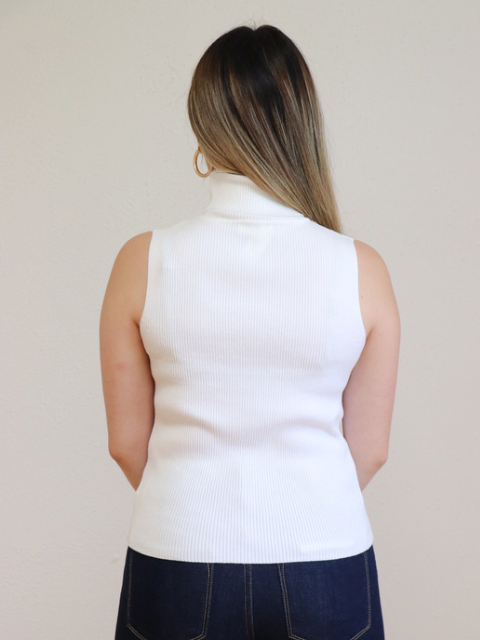Nadia Sleeveless Turtleneck Ivory