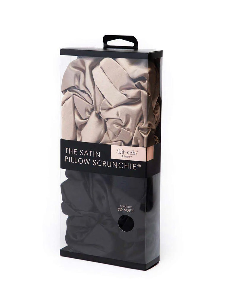 Satin Pillow Scrunchies- Black/Gold